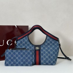 Replica qualità specchio Gucci Borse Imitazioni tote piccola Giglio 860845 Blu