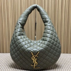 Replica qualità specchio Borsa hobo Icare YSL Saint Laurent in nappa grigio/verde