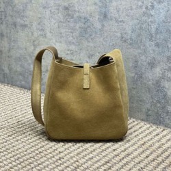 Replica Borsa hobo mini morbida YSL Saint Laurent Le 5 À 7 in pelle scamosciata gialla Imitazioni Replica qualità specchio Borsa hobo mini morbida YSL Saint Laurent Le 5 À 7 in pelle scamosciata gialla
