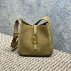 Replica qualità specchio Borsa hobo mini morbida YSL Saint Laurent Le 5 À 7 in pelle scamosciata gialla