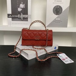 Replica qualità specchio Borsa Chanel Kelly Dark Horse con manico lungo AP3238 Rosso