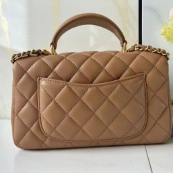 Replica Borse Chanel 25SS Mini Flap Vintage con Manico Superiore AS2431 Albicocca Imitazioni Replica qualità specchio Borse Chanel 25SS Mini Flap Vintage con Manico Superiore AS2431 Albicocca