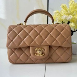 Replica qualità specchio Borse  Chanel 25SS Mini Flap Vintage con Manico Superiore AS2431 Albicocca