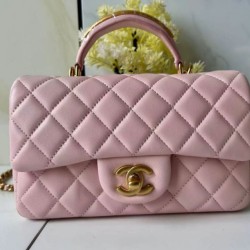Replica qualità specchio Borsa Chanel 25SS Mini Flap Vintage con Manico Superiore AS2431 Rosa