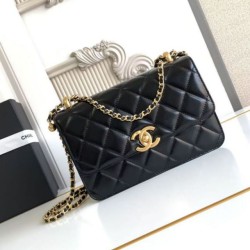 Replica Perfetta Chanel 25A Mini/Piccola Flap con Catena Dorata AS2649 AS2615 Nero Imitazioni Replica qualità specchio Perfetta Chanel 25A Mini/Piccola Flap con Catena Dorata AS2649 AS2615 Nero