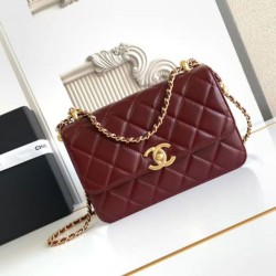 Replica Borsa 1:1 Chanel 25A Mini/Piccola Flap con Catena Dorata AS2649 AS2615 Bordeaux Imitazioni Replica qualità specchio Borsa 1:1 Chanel 25A Mini/Piccola Flap con Catena Dorata AS2649 AS2615 Bordeaux