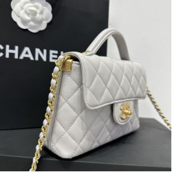 Replica Borsa Chanel 25P piccola con patta e manico superiore AS5355 Bianca Imitazioni Replica qualità specchio Borsa Chanel 25P piccola con patta e manico superiore AS5355 Bianca