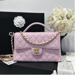 Replica qualità specchio Borsa  1:1 Chanel 25P con patta e manico superiore AS5356 Rosa