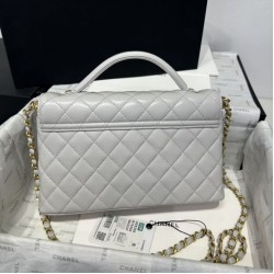 Replica Borse Chanel 25P con patta e manico superiore AS5356 Beige Imitazioni Replica qualità specchio Borse Chanel 25P con patta e manico superiore AS5356 Beige