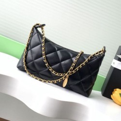 Replica Borsa hobo Chanel 25S AS5528 Metallo dorato Nero Imitazioni Replica qualità specchio Borsa hobo Chanel 25S AS5528 Metallo dorato Nero