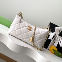 Replica qualità specchio Qualità superiore replica hobo Chanel 25S AS5528 Oro Bianco Metallizzato