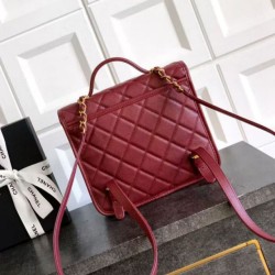 Replica Zaino Chanel 25B Clover Series Vintage AS5715 Pelle di vitello granata Rosso Imitazioni Replica qualità specchio Zaino Chanel 25B Clover Series Vintage AS5715 Pelle di vitello granata Rosso