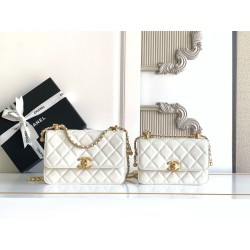 Borsa Chanel 25A Mini/Piccola Flap con Catena Dorata AS2649 AS2615 Bianco