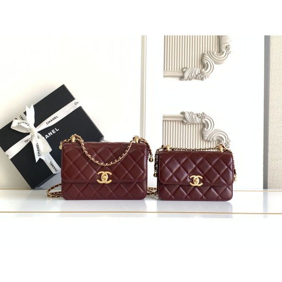 Borsa Replica 1:1 Chanel 25A Mini/Piccola Flap con Catena Dorata AS2649 AS2615 Bordeaux