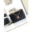 Replica Perfetta Chanel 25A Mini/Piccola Flap con Catena Dorata AS2649 AS2615 Nero