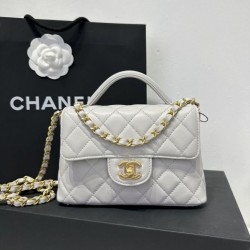 Borsa Chanel 25P piccola con patta e manico superiore AS5355 Bianca