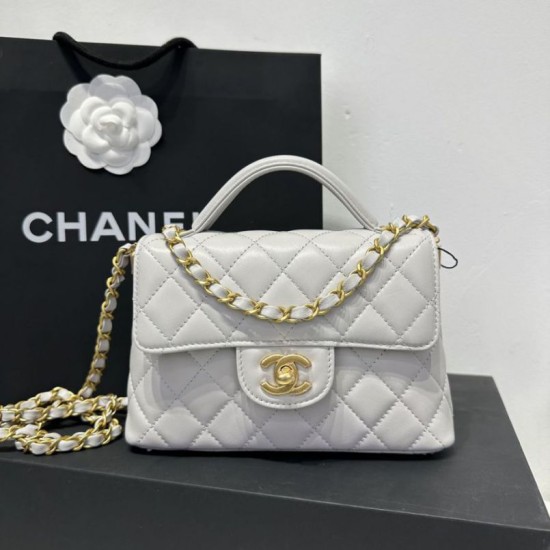 Borsa Chanel 25P piccola con patta e manico superiore AS5355 Bianca