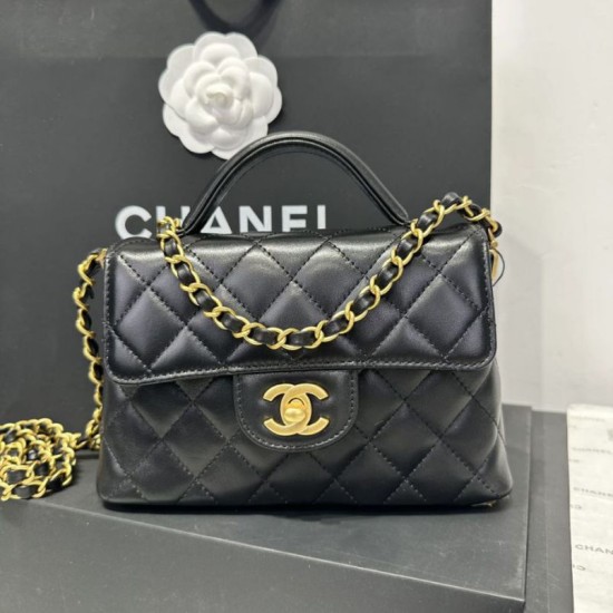 Borsa Chanel 25P piccola con patta e manico superiore AS5355 Nera
