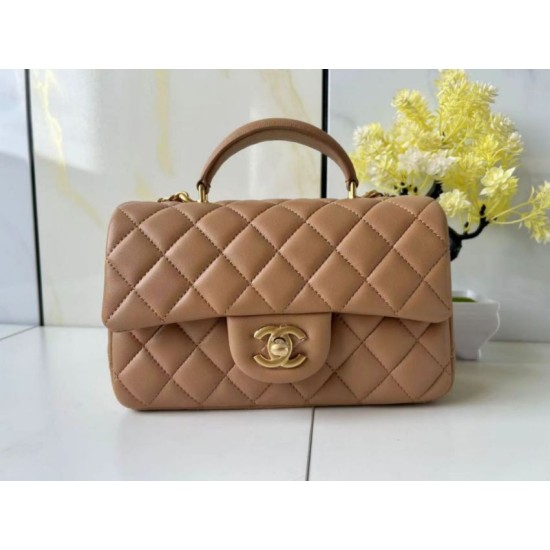 Borse Replica Chanel 25SS Mini Flap Vintage con Manico Superiore AS2431 Albicocca