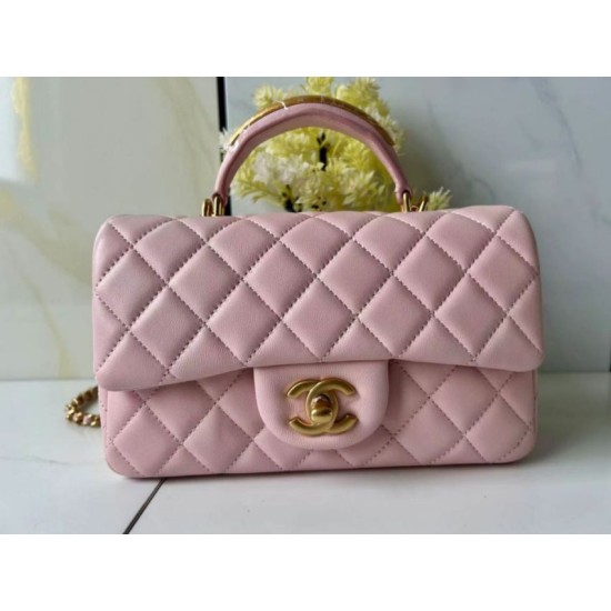 Borsa Chanel 25SS Mini Flap Vintage con Manico Superiore AS2431 Rosa