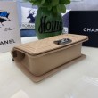 Borse Replica Alta Qualità Chanel Boy Flap Classic A67086 Pelle di vitello granata hardware oro/argento albicocca