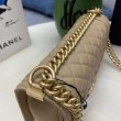 Borse Replica Alta Qualità Chanel Boy Flap Classic A67086 Pelle di vitello granata hardware oro/argento albicocca