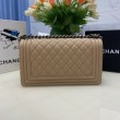 Borse Replica Alta Qualità Chanel Boy Flap Classic A67086 Pelle di vitello granata hardware oro/argento albicocca