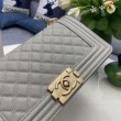 Borsa Replica 1:1 Chanel Boy Flap Classic A67086 Pelle di vitello granata hardware oro grigio