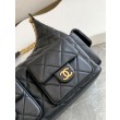 Borsa hobo Chanel 25C grande/maxi metallizzata AS5339 AS5302 Nero