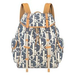 Replica qualità specchio Zaino Dior Hit the Road Dior Oblique denim jacquard Blu