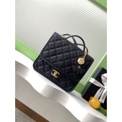 Zaino Chanel 25B Clover Series Vintage AS5715 Pelle di vitello granata Nero