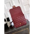 Zaino Chanel 25B Clover Series Vintage AS5715 Pelle di vitello granata Rosso