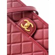 Zaino Chanel 25B Clover Series Vintage AS5715 Pelle di vitello granata Rosso