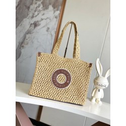 LV OnTheGo MM Borsa Raffia Naturale M24723