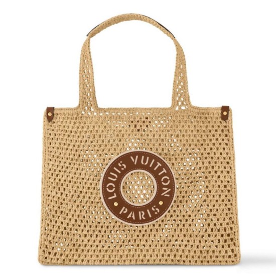 LV OnTheGo MM Borsa Raffia Naturale M24723