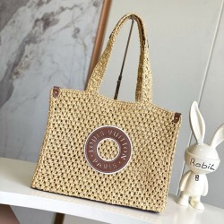 LV OnTheGo MM Borsa Raffia Naturale M24723 Replica qualità specchio Replica Perfette LV OnTheGo MM Borsa Raffia Naturale M24723 imitazioni