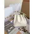 Borse Imitazioni a Secchiello Dior Piccola Jolie Pelle di Agnello Macrocannage Bianco