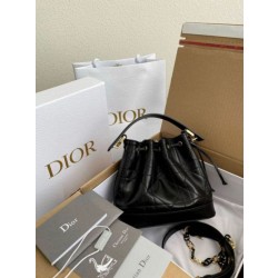 Borsa a Secchiello Dior Piccola Jolie Pelle di Agnello Macrocannage Nero