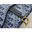 Borsa a Tracolla Dior Saddle Chain Jacquard Blu Denim Obliquo