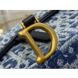 Borsa a Tracolla Dior Saddle Chain Jacquard Blu Denim Obliquo