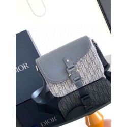 Borse Replica a tracolla Dior Small Saddle Jacquard obliquo grigio e pelle di vitello