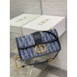 Borsa Dior 30 Montaigne East-West con catena Blue Denim Oblique Jacquard