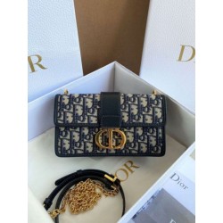 Borsa Dior 30 Montaigne East-West con catena Jacquard obliquo blu