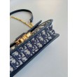 Borsa Dior 30 Montaigne East-West con catena Jacquard obliquo blu