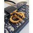 Borsa Dior 30 Montaigne East-West con catena Jacquard obliquo blu