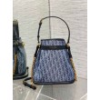 Borsa Dior C'est Media Jacquard Blu Denim Obliquo