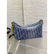 Borsa Dior Diorstar Hobo con catena Blue Denim Oblique Jacquard