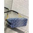 Borsa Dior Diorstar Hobo con catena Blue Denim Oblique Jacquard