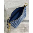 Borsa Dior Diorstar Hobo con catena Blue Denim Oblique Jacquard