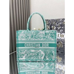 Qualità superiore replica Dior media Dioriviera Book Tote Aquamarina Ricamo Toile de Jouy